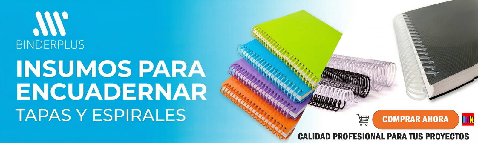 Insumos para encuadernar, Binderplus, tapas y espirales